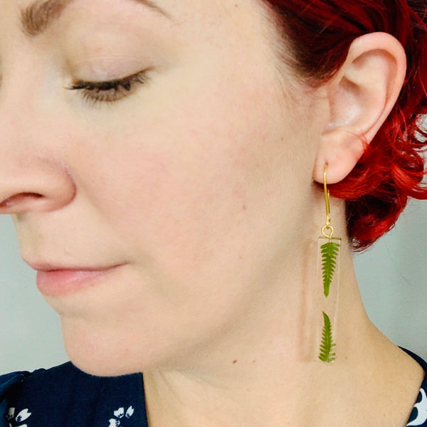 Tiny Fern Double Leaf Earrings