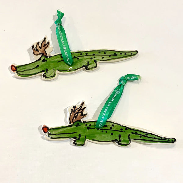 Alligator Reindeer Ornament