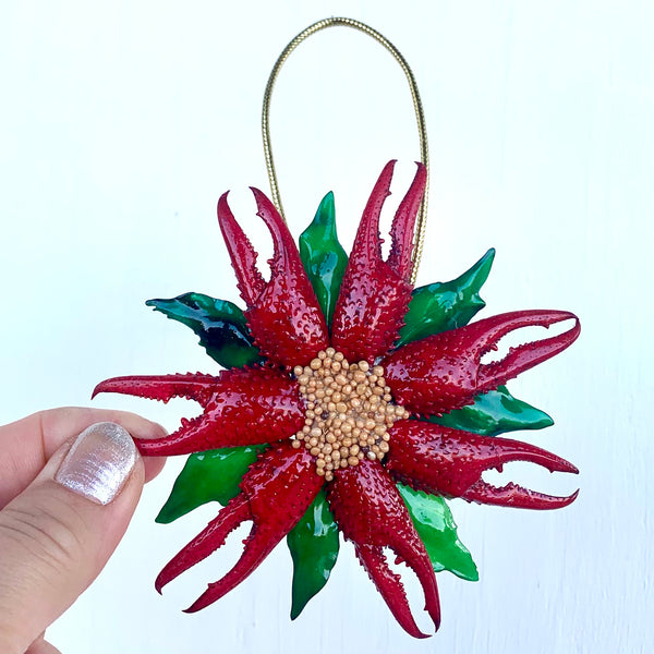 Crawfish Claw Poinsettia Ornament