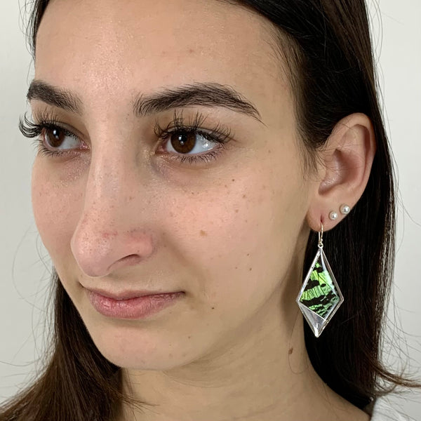 Green Sunset Moth Earrings