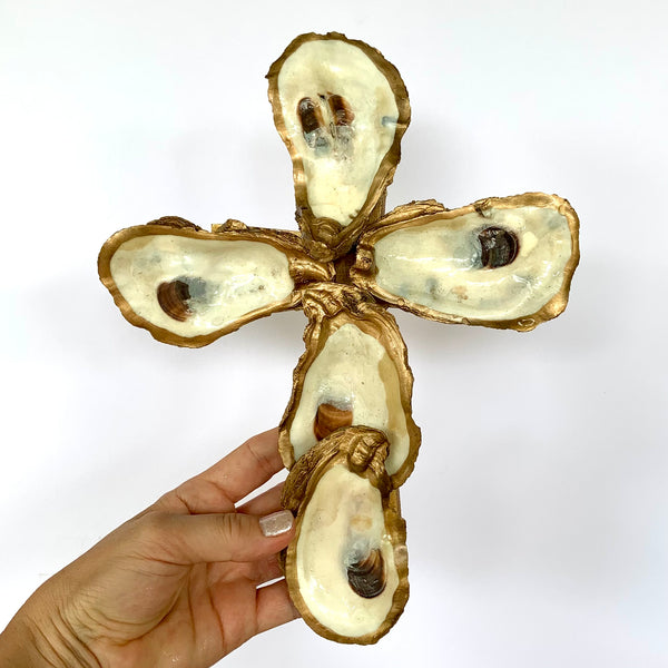 Artisan Made Oyster Shell Cross
