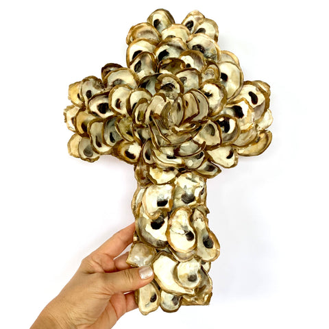 Blooming Oyster Shell Cross - Gold