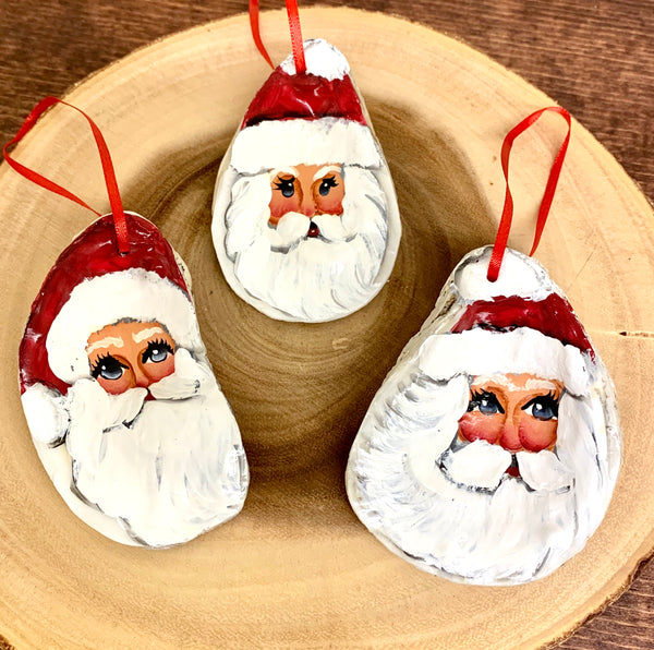 Handpainted Santa Oyster Shell Ornaments