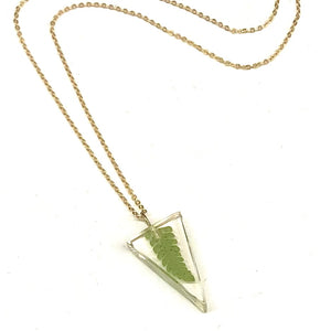 Real Fern Leaf Mini Triangle Necklace