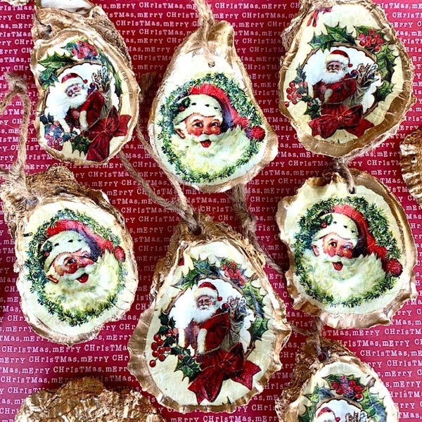 Vintage Santa Oyster Shell Ornament